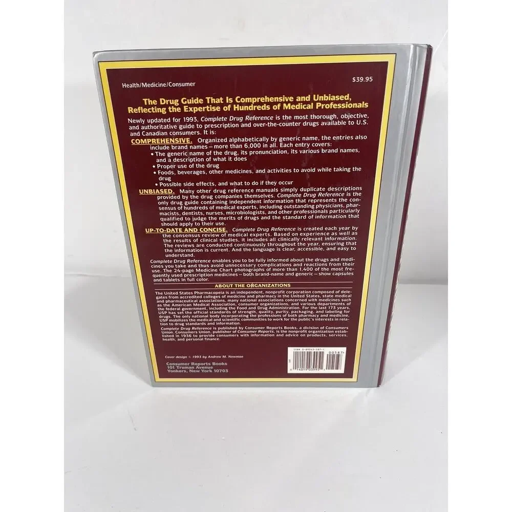 Complete Drug Reference Hardcover United States Pharmacopeia‎ Book 1993 Edition